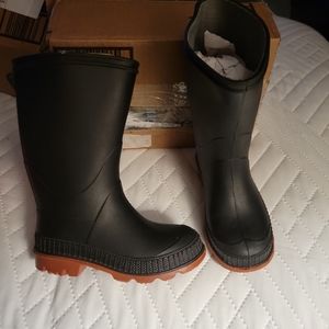 Kids  Rubber Waterproof Rain Boots black Size 8 Pull On Outdoor made in USA